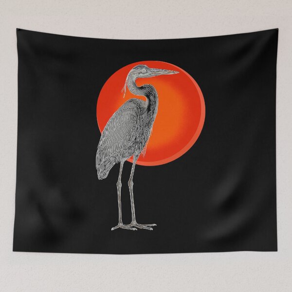Item preview, Great blue heron standing in front of a red sun designed and sold by DaveDanchuk.