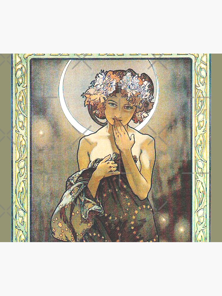 HD. The Moon and the Stars, (number 1 from serie of 4) by Alphonse Mucha (1902) HIGH DEFINITION by mindthecherry