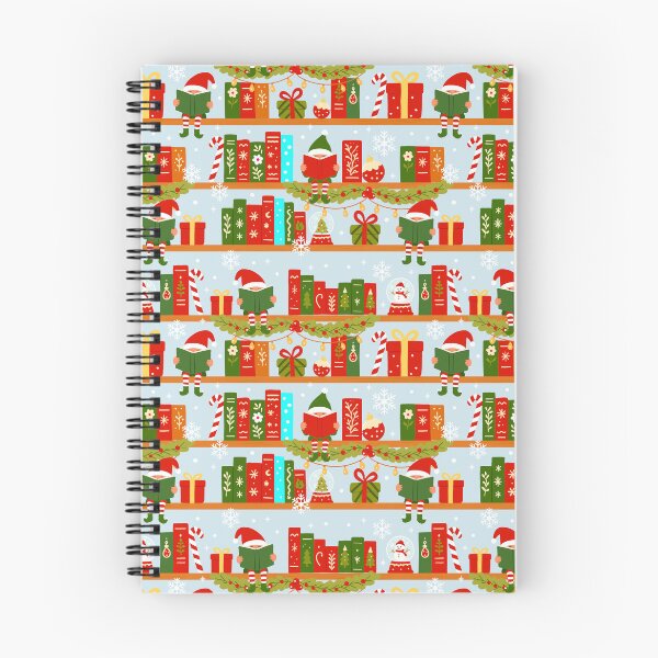 Artikelvorschau, Nahtloses Muster mit Weihnachtselfen-Bücherregal | lesende Elfen, Buchliebhaber, Geschenke entworfen und verkauft von Sunnyneststudio.