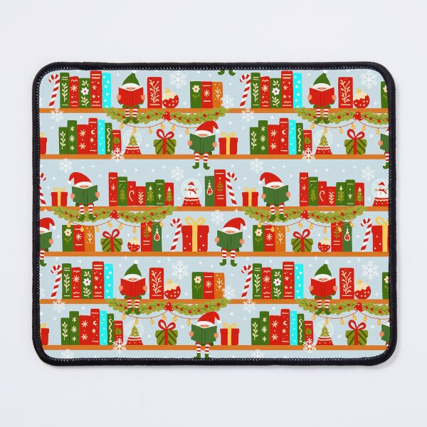 Item preview, Christmas Elves Bookshelf Seamless Pattern | elves reading, book lovers, presents designed and sold by Sunnyneststudio.
