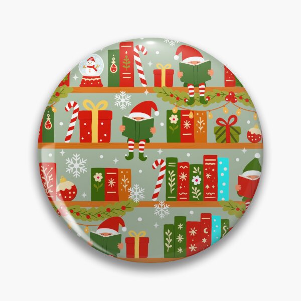 Artikelvorschau, Nahtloses Muster mit Weihnachtselfen-Bücherregal | lesende Elfen, Buchliebhaber, Geschenke entworfen und verkauft von Sunnyneststudio.