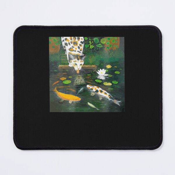 Item preview, Calico-Cat-Looking-At-Koi-Fish-At-The-Waterlilly-Pond designed and sold by giptrocac.