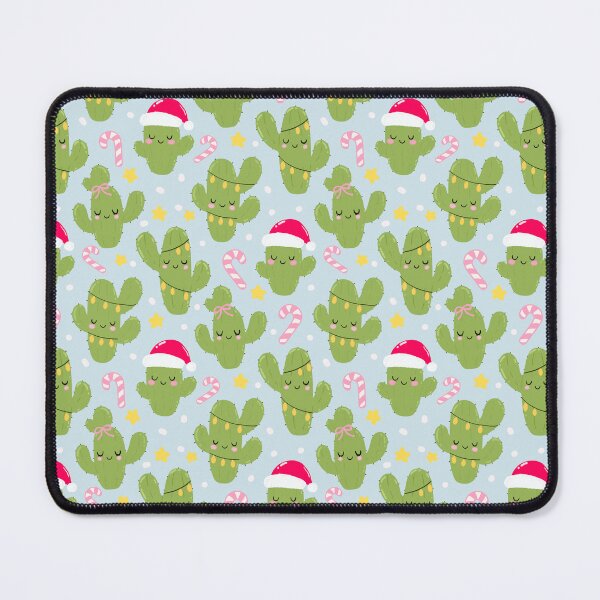 Item preview, Christmas cactus Santa Seamless Pattern blue designed and sold by Sunnyneststudio.