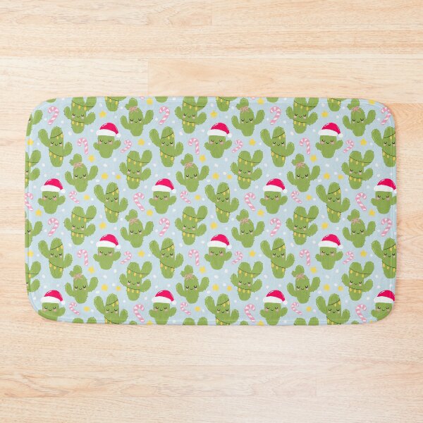 Item preview, Christmas cactus Santa Seamless Pattern blue designed and sold by Sunnyneststudio.