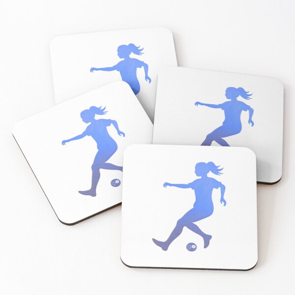 Item preview, A female soccer player skilfully dribbles the football across the playground_Blue paint designed and sold by Aariq.