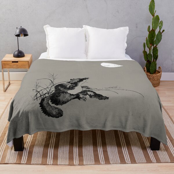 Aperçu de l'œuvre Peinture japonaise Hokusai Ukiyo-e représentant un chien viverrin et la lune, art vintage japonais, cadeau créée et vendue par takoyaki-design.