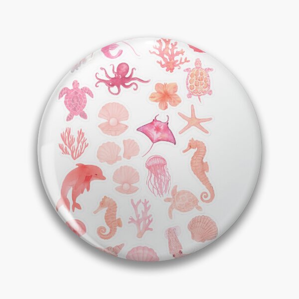 Artikelvorschau, Pink Ocean Life Sticker Pack – Muscheln, Korallen und Meerestiere entworfen und verkauft von rahulshop22.