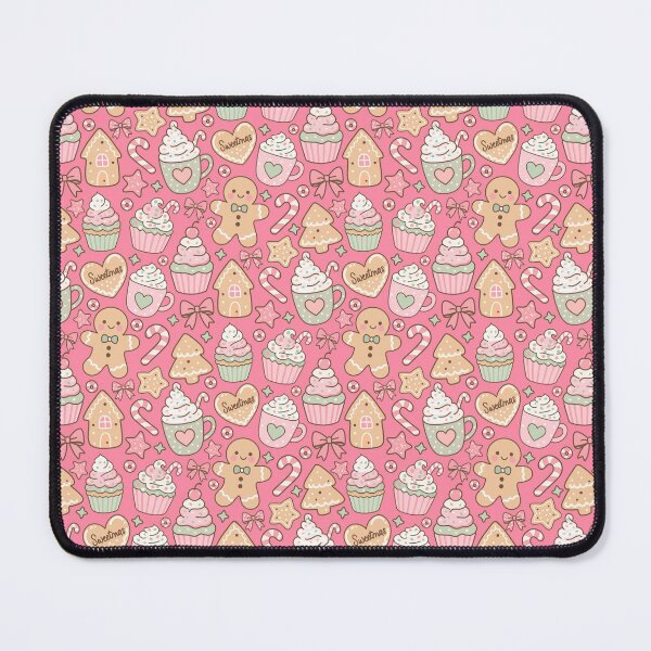 Artikelvorschau, Rosa Kawaii Pastell Weihnachten nahtlose Muster | süße Lebkuchen, Zuckerstange, Cupcake entworfen und verkauft von Sunnyneststudio.