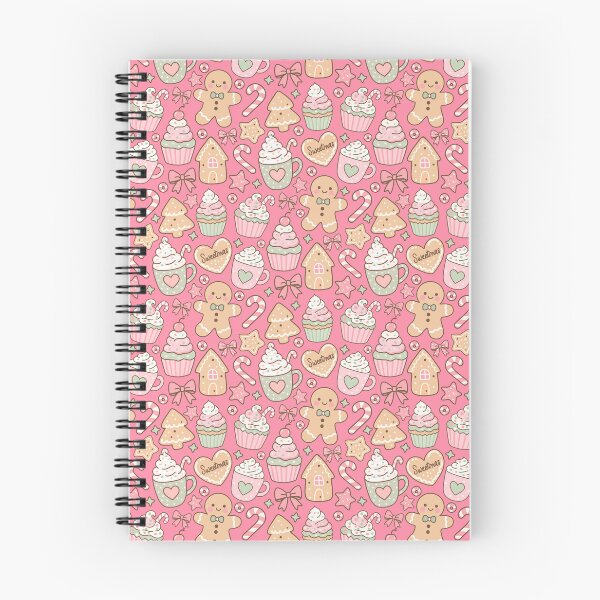Aperçu de l'œuvre Motif de Noël rose pastel kawaii sans couture | Pain d'épices, canne à sucre et cupcakes créée et vendue par Sunnyneststudio.