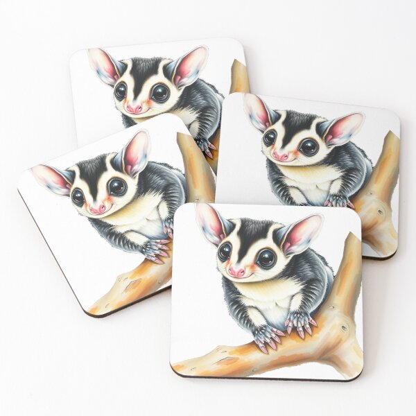 Item preview, Cute Sugar Glider on Branch Kawaii Watercolor Illustration Art Print designed and sold by EllDAV777.