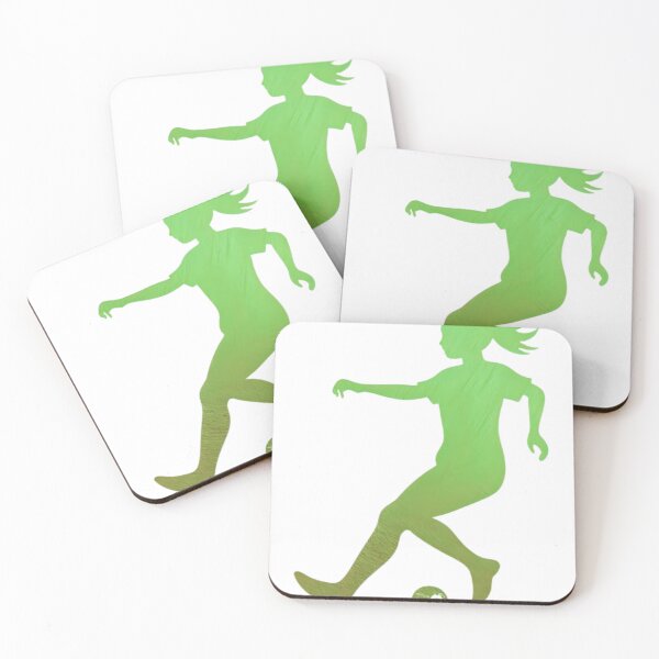 Item preview, A female soccer player skilfully dribbles the football across the playground_Green paint designed and sold by Aariq.