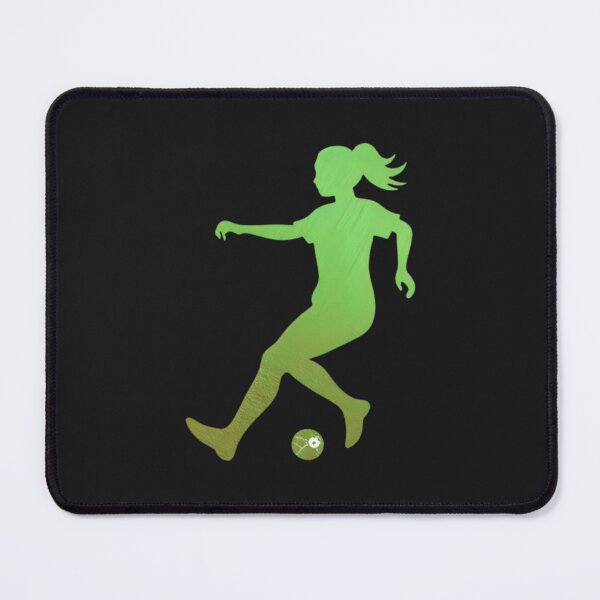 Item preview, A female soccer player skilfully dribbles the football across the playground_Green paint designed and sold by Aariq.