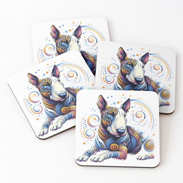 Item preview, Colorful Swirls Embracing Bull Terrier designed and sold by Wags & Tails.