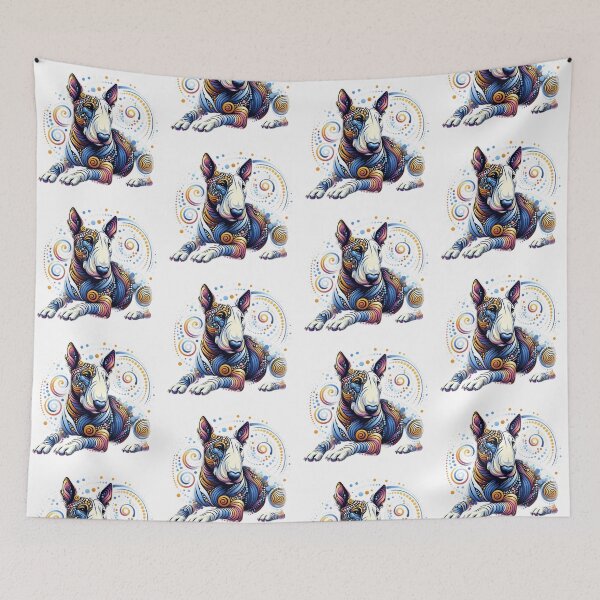 Item preview, Colorful Swirls Embracing Bull Terrier designed and sold by Wags & Tails.