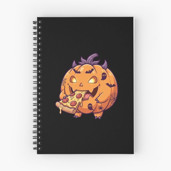 Item preview, Funny Kawaii Pumpkin Monster Eating Pizza | Cute Halloween Chibi Anime Design designed and sold by ColorSplash123.