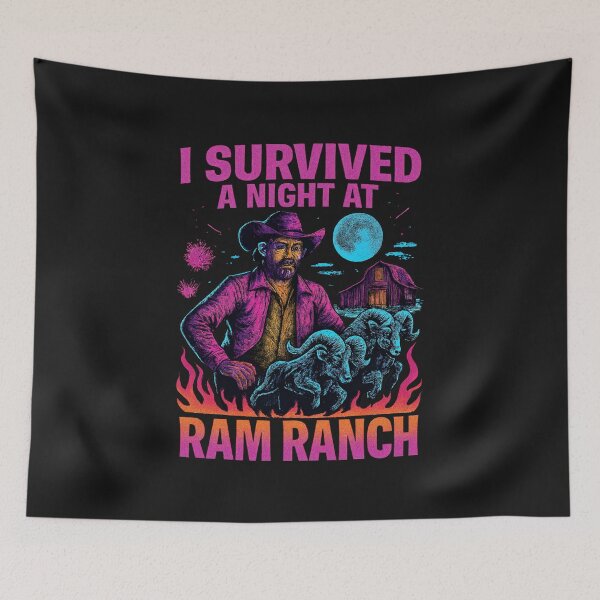 Item preview, I Survived a Night at Ram Ranch, Ram Ranch Really Rocks designed and sold by graphic-genie.