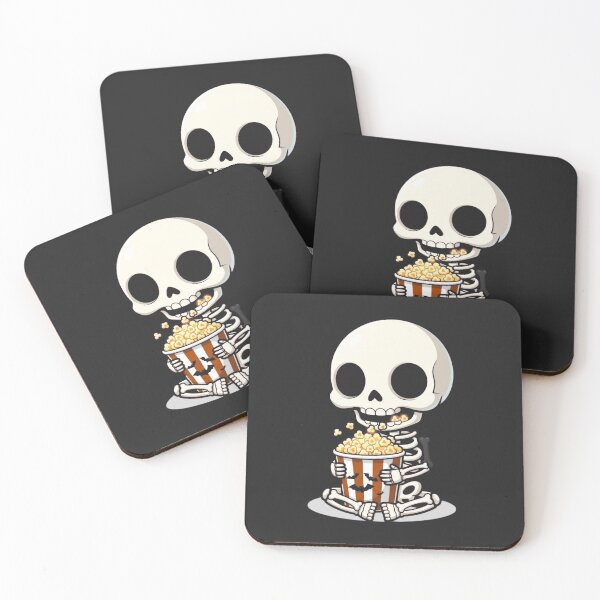 Item preview, Chibi Skeleton Eating Popcorn | Funny Kawaii Halloween Design designed and sold by ColorSplash123.