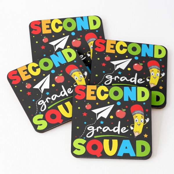 Item preview, Second Grade Squad – Colorful Letters with Cute Pencil, Paper Airplane & Apples designed and sold by Galaxi Tee.