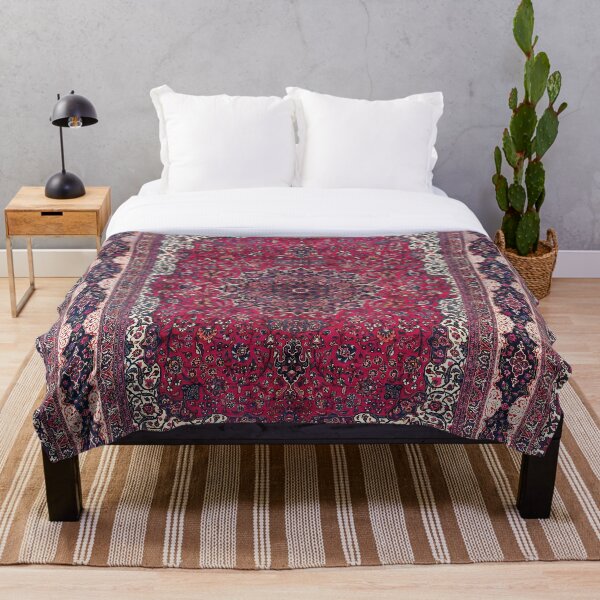 Saber Meshed Persian Carpet Print Throw Blanket
