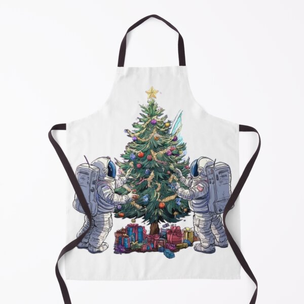 Item preview, Astronauts Decorating Christmas Tree on the Moon – Cosmic Holiday Design designed and sold by AlexLineArt.