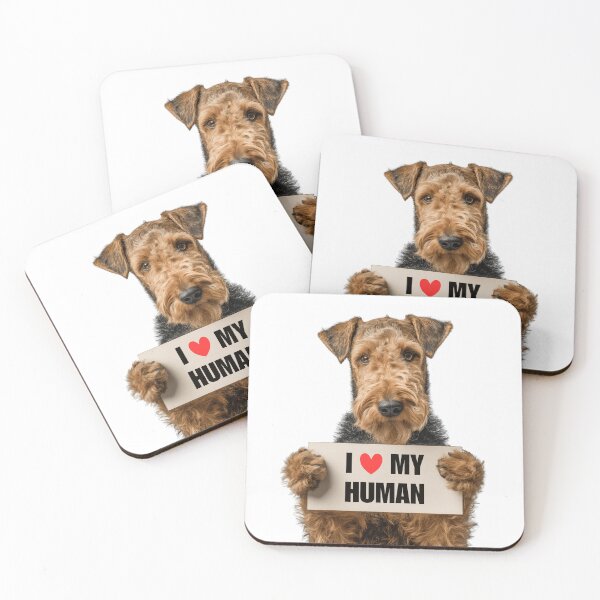 Item preview, Cute Airedale Terrier with Signboard I love my Human  designed and sold by LazyOwlStore.