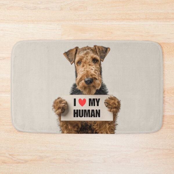 Item preview, Cute Airedale Terrier with Signboard I love my Human  designed and sold by LazyOwlStore.