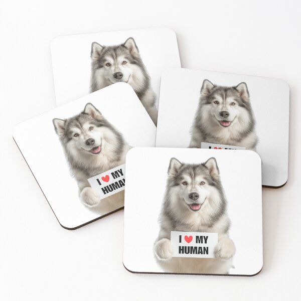 Item preview, Cute Alaskan Malamute dog with Signboard I love my Human  designed and sold by LazyOwlStore.