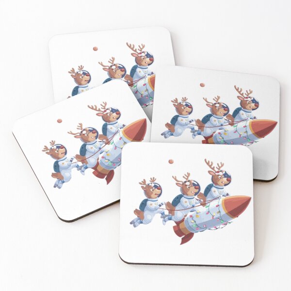 Item preview, Christmas Reindeer in Space – Rocket Sleigh Holiday Design designed and sold by AlexLineArt.