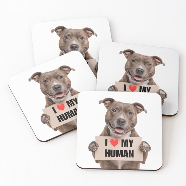 Item preview, Cute Staffordshire Bull Terrier dog with Signboard I love my Human  designed and sold by LazyOwlStore.