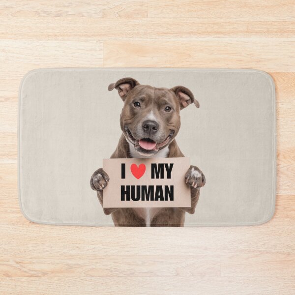 Item preview, Cute Staffordshire Bull Terrier dog with Signboard I love my Human  designed and sold by LazyOwlStore.
