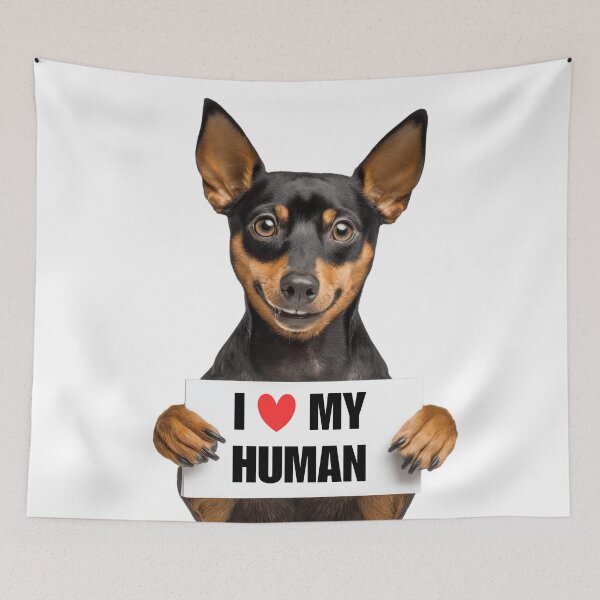 Item preview, Cute Miniature Pinscher with Signboard I love my Human  designed and sold by LazyOwlStore.