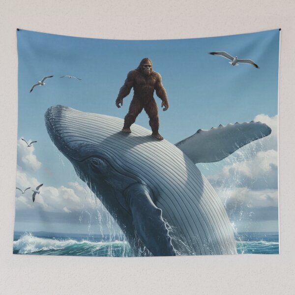 Item preview, Bigfoot standing on a blue whale classic tshirt  designed and sold by anandsiva2703.