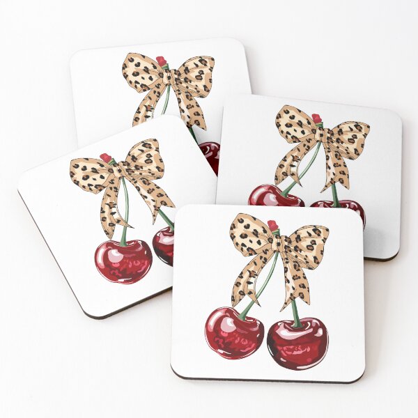 Item preview, Cherries with leopard print bow designed and sold by PMSNshop.