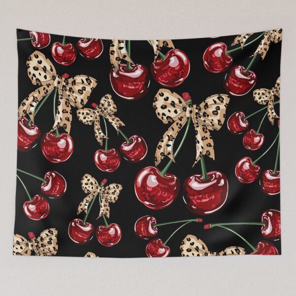Item preview, Cherries with leopard print bow designed and sold by PMSNshop.