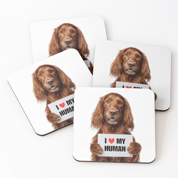 Item preview, Cute Irish Setter with Signboard I love my Human  designed and sold by LazyOwlStore.