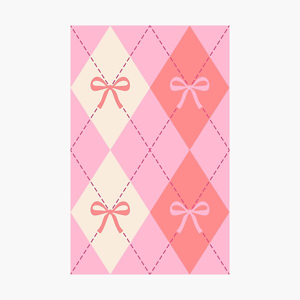Item preview, Girly Coquette Argyle Diamonds With Preppy Ribbons Bows In Shades Of Pink  designed and sold by EliveraDesigns.