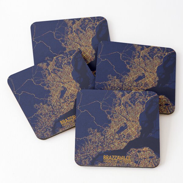 Item preview, Brazzaville, Republic of the Congo Map - City At Night designed and sold by deMAP.