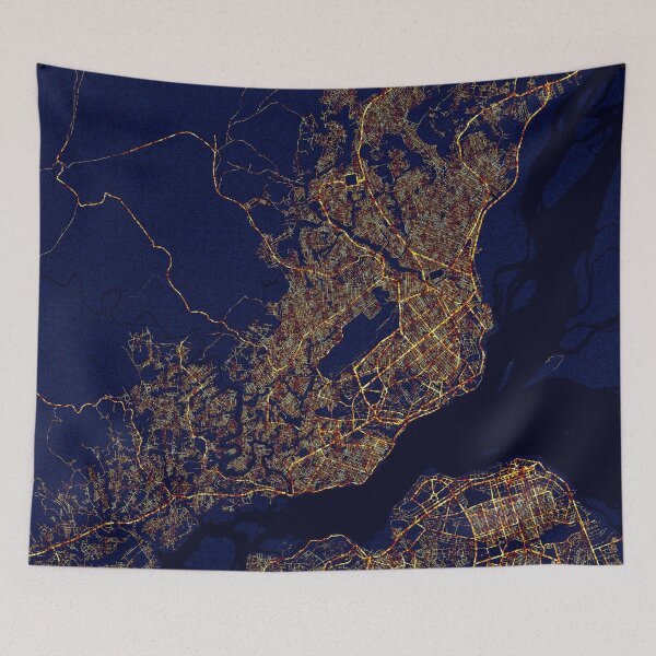 Item preview, Brazzaville, Republic of the Congo Map - City At Night designed and sold by deMAP.