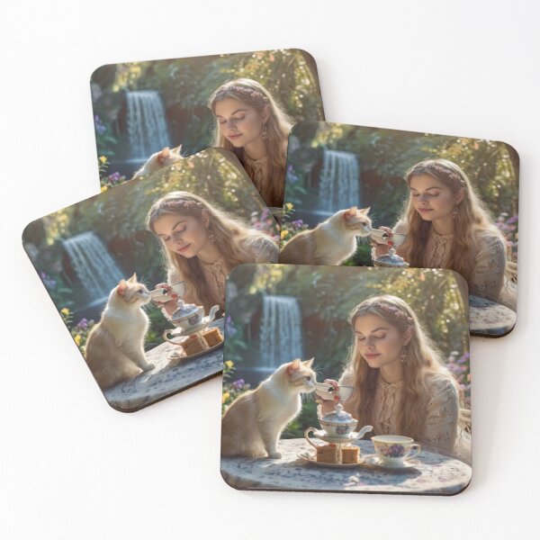 Item preview, Victorian Woman’s Afternoon Tea in the Garden with her Cat designed and sold by BlareBlare.