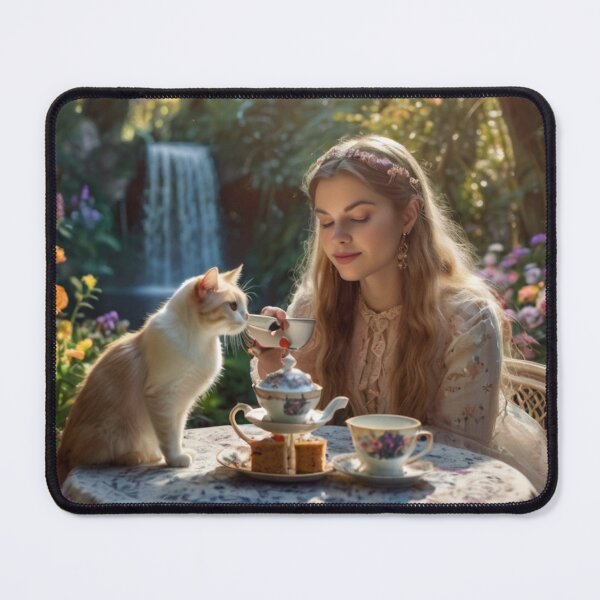 Item preview, Victorian Woman’s Afternoon Tea in the Garden with her Cat designed and sold by BlareBlare.
