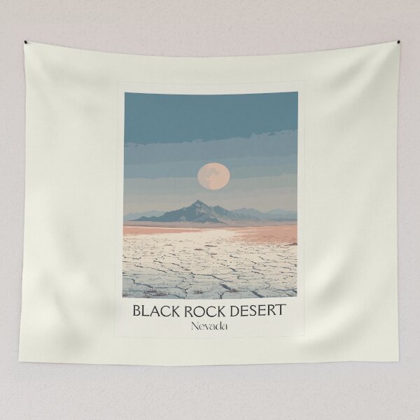 Item preview, Black Rock Desert Nevada Poster | Vintage Burning Man Playa Wall Art designed and sold by TuncGK.