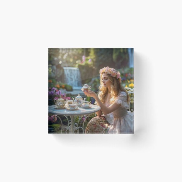 Item preview, Elegant Victorian Lady by the Waterfall with Tea designed and sold by BlareBlare.
