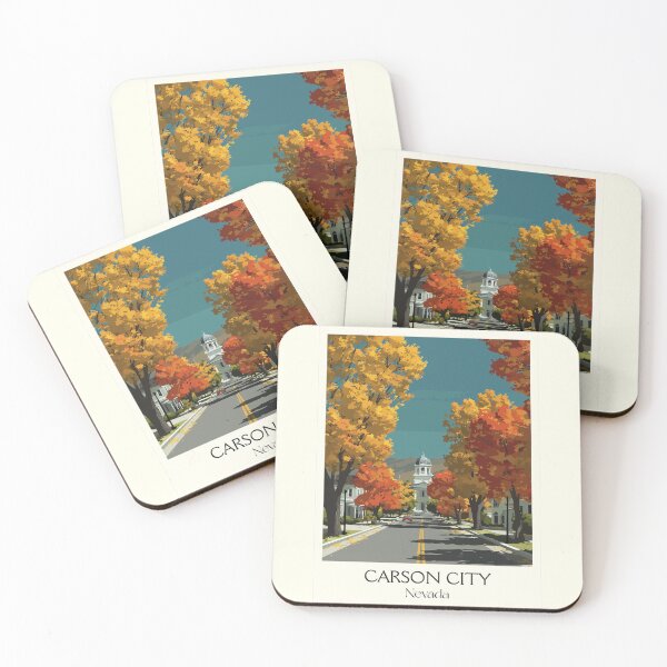 Item preview, Carson City Nevada Travel Poster | Vintage State Capitol & Fall Foliage Art designed and sold by TuncGK.