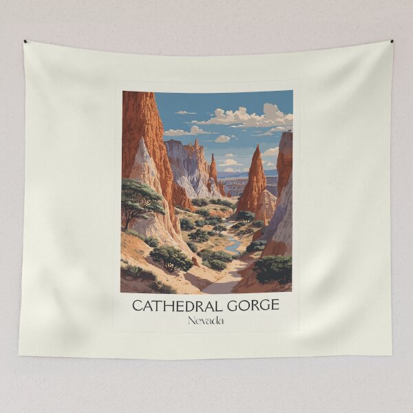 Item preview, Cathedral Gorge State Park Poster | Vintage Nevada Badlands Wall Art designed and sold by TuncGK.