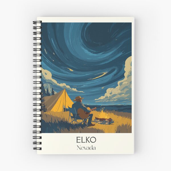 Item preview, Elko Nevada Travel Poster | Vintage Cowboy Camp & Great Basin Night Sky Art designed and sold by TuncGK.