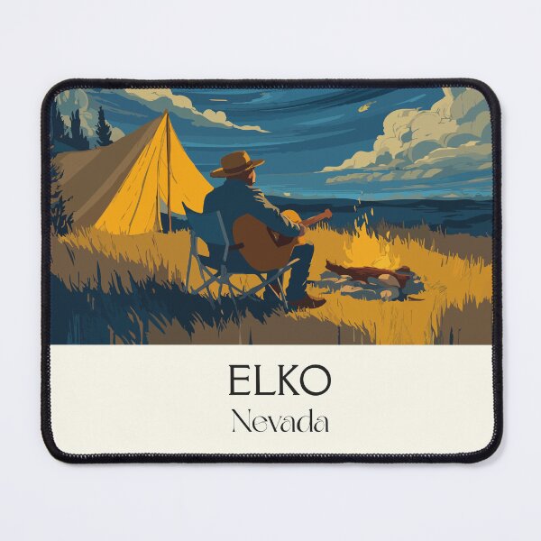 Item preview, Elko Nevada Travel Poster | Vintage Cowboy Camp & Great Basin Night Sky Art designed and sold by TuncGK.