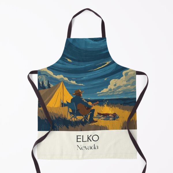 Item preview, Elko Nevada Travel Poster | Vintage Cowboy Camp & Great Basin Night Sky Art designed and sold by TuncGK.