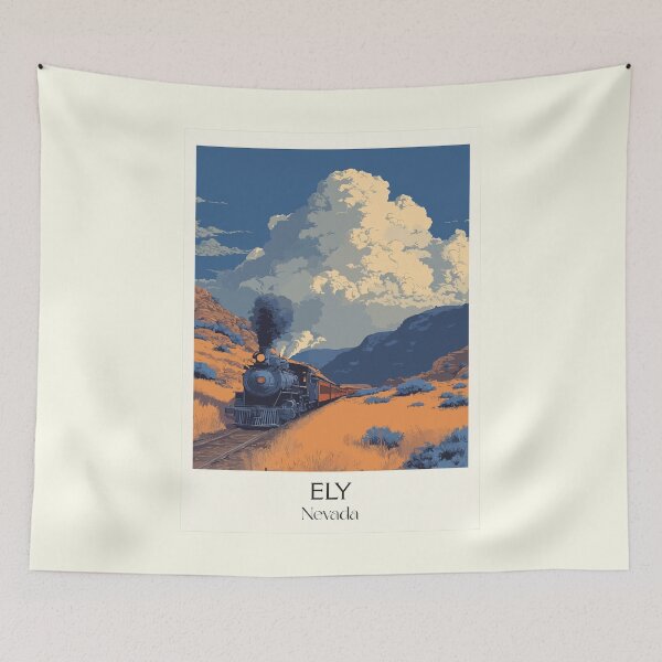 Item preview, Ely Nevada Travel Poster | Vintage Ghost Train & Railroad Museum Wall Art designed and sold by TuncGK.