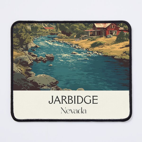 Item preview, Jarbidge Nevada Travel Poster | Vintage Remote Wilderness & River Cabin Art designed and sold by TuncGK.