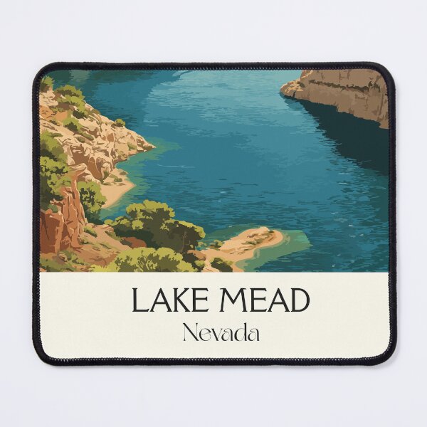 Item preview, Lake Mead Nevada Travel Poster | Vintage Desert Lake & Hoover Dam Area Art designed and sold by TuncGK.